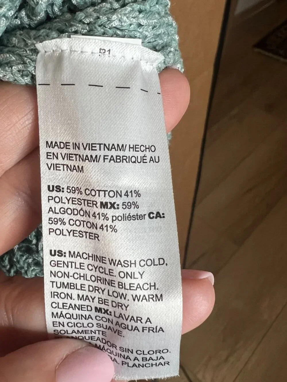 Chico's Light Teal Crochet Knit Sweater | Size 0 (Medium) | Cotton Blend | Boho